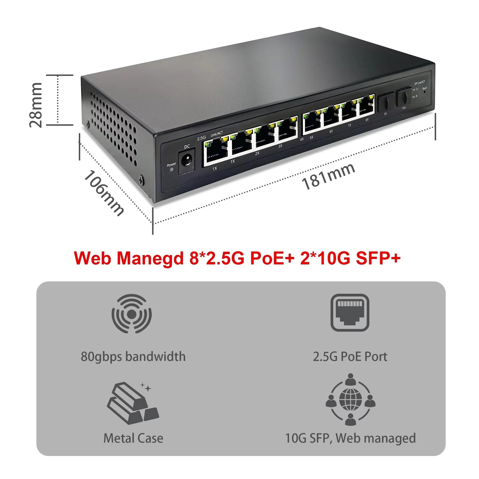 2.5G Smart Web Managed PoE Swi - Sfp+ 10G Managed Switch 8 Port recension och pris